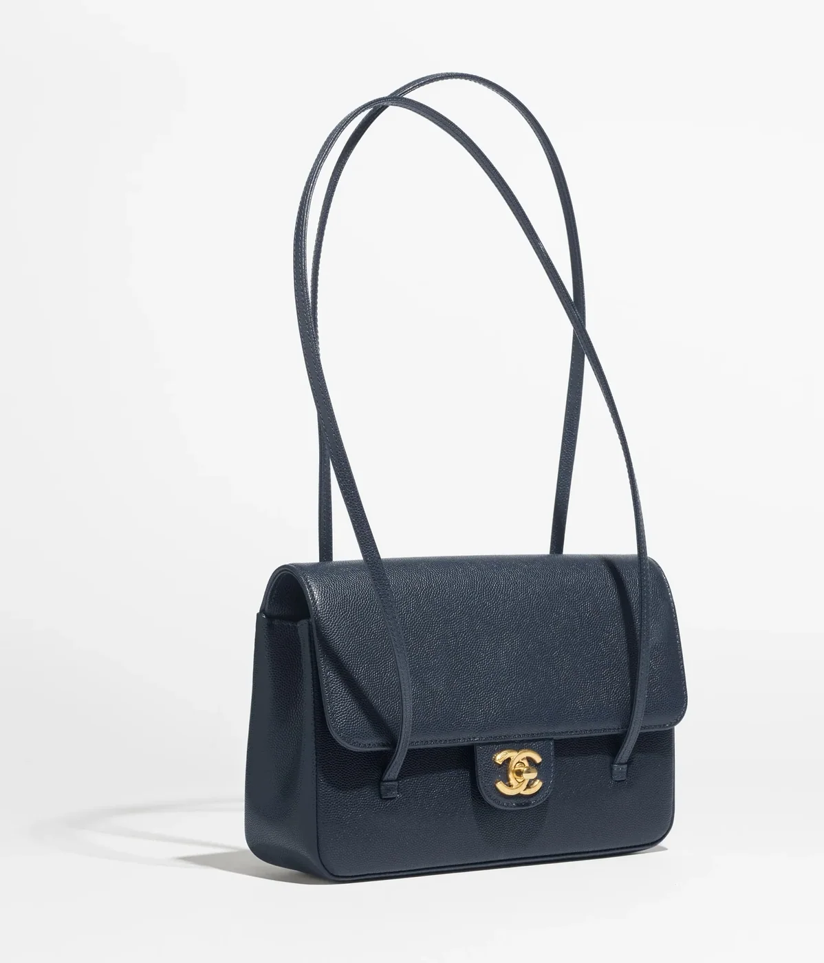 Chanel Flap Bag Small Shoulder in Dark Blue Gold Hardware
