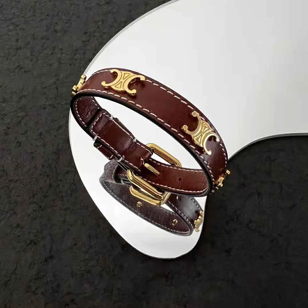 Celine Triomphe Multi Leather Bracelet in Brass with Gold Finish and Calfskin for Women Celine Triomphe Multi Leather Bracelet in Brass with Gold Finish and Calfskin for Women