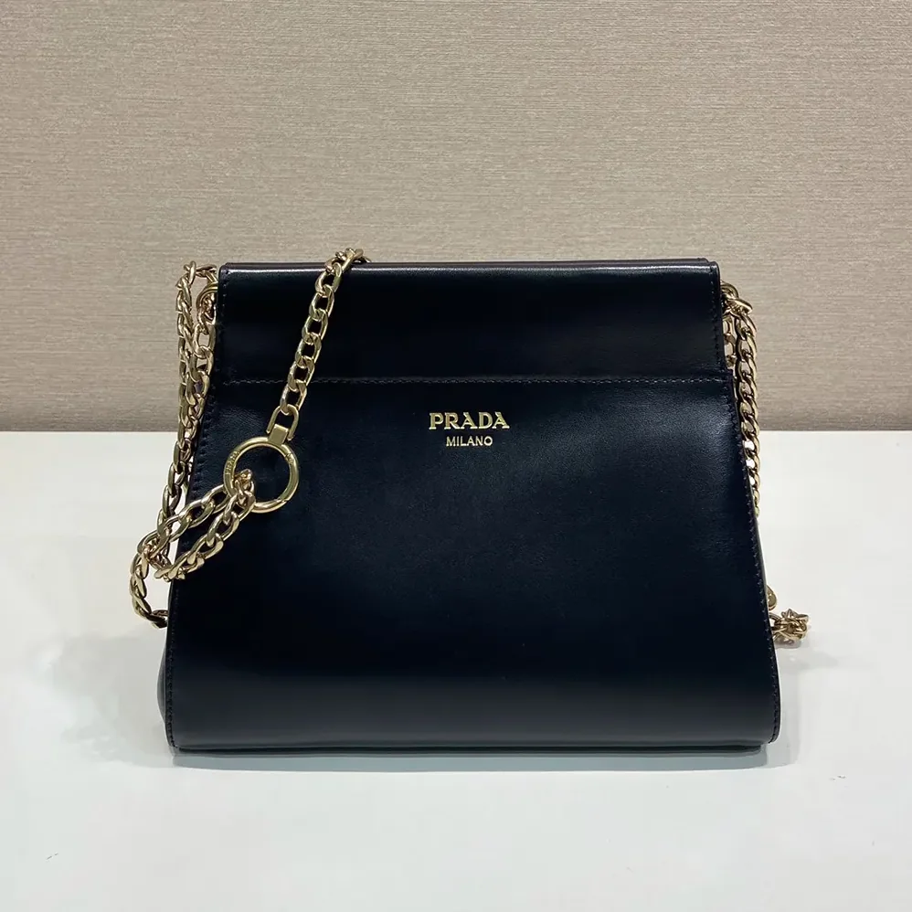 Prada Enchaîné Mini Leather Bag for Women in Black