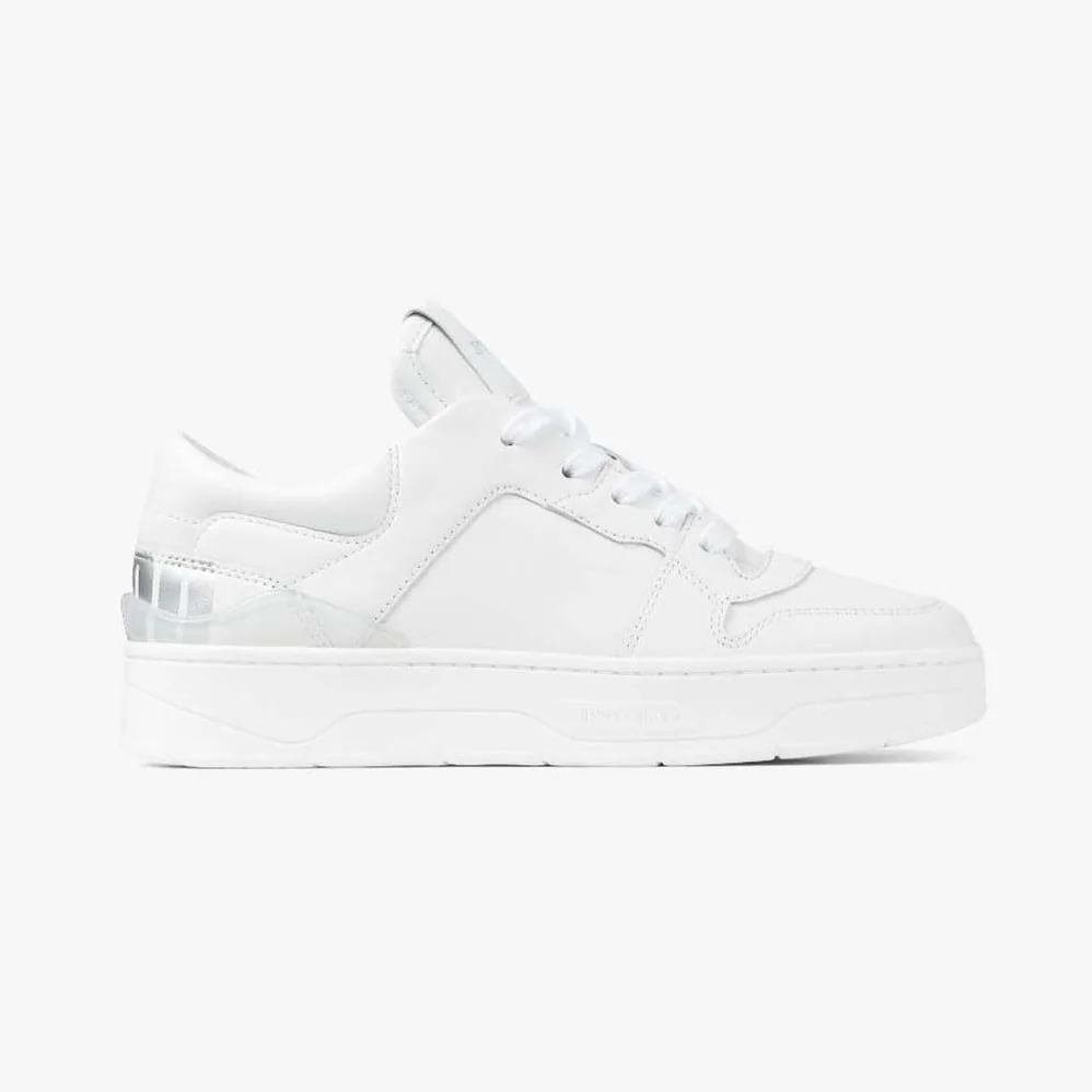 Jimmy Choo Florent/F White and Peacock Mix Leather Trainers for Women
