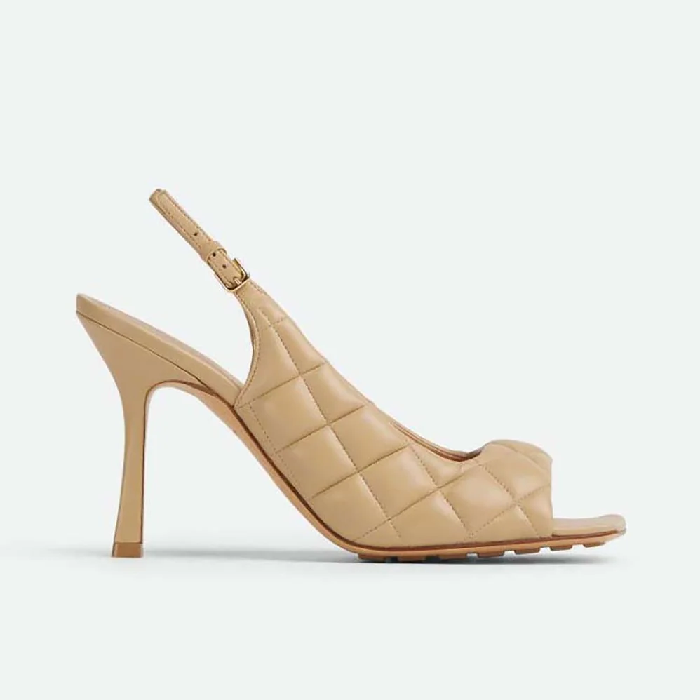Bottega Veneta Padded Slingback Sandal in 9 cm Heel Height for Women in Beige Bottega Veneta Padded Slingback Sandal in 9 cm Heel Height for Women in Beige