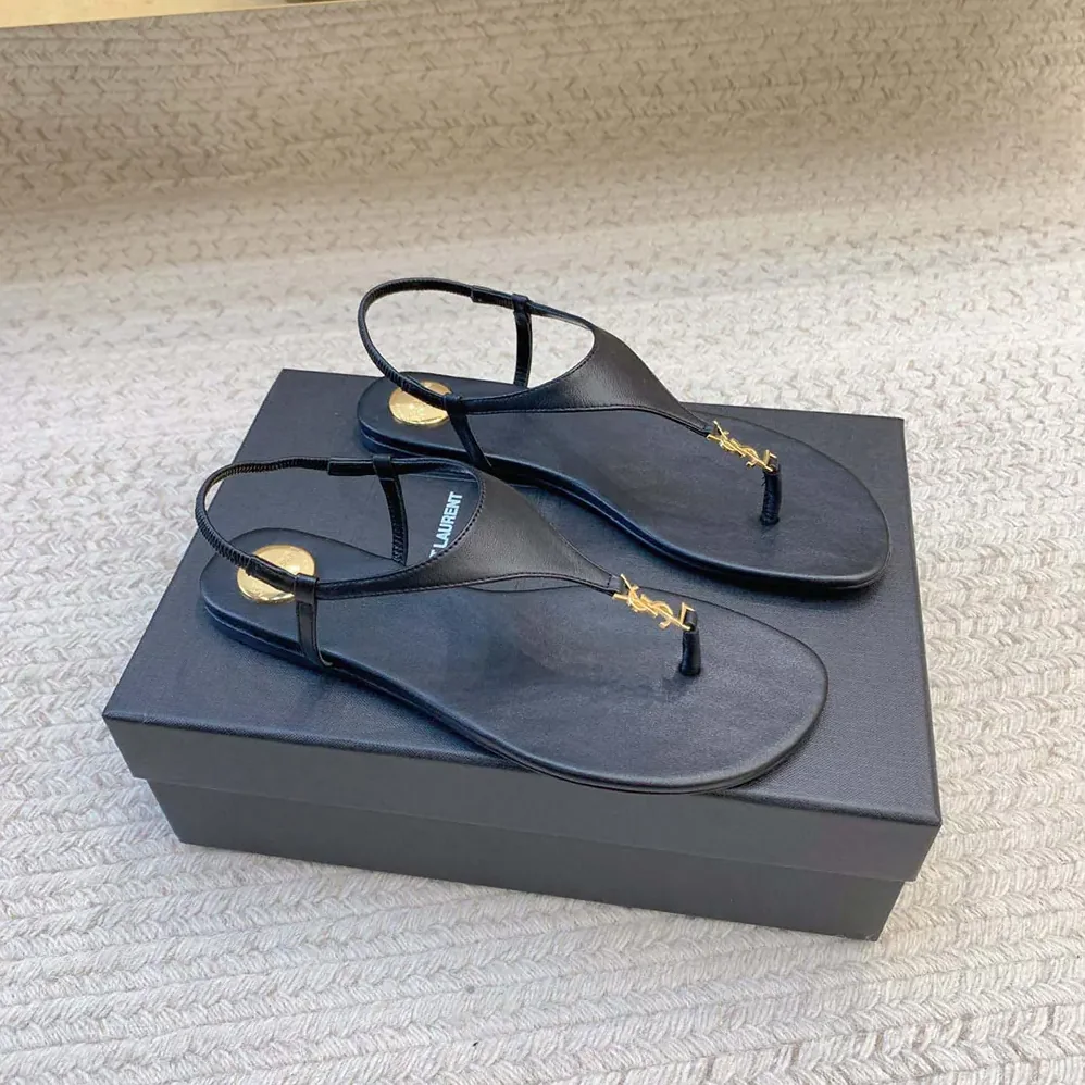 Saint Laurent YSL Cassandra Sandals in Smooth Leather for Women