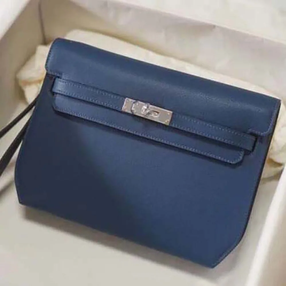 Hermes Kelly Depeches 25 Pouch for Men in Navy
