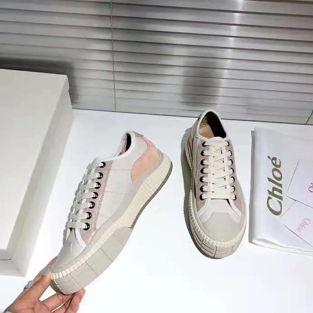 Chloe Clint Low-Top Sneaker in Nylon & Suede Calfskin for Women in Pink Chloe Clint Low-Top Sneaker in Nylon & Suede Calfskin for Women in Pink