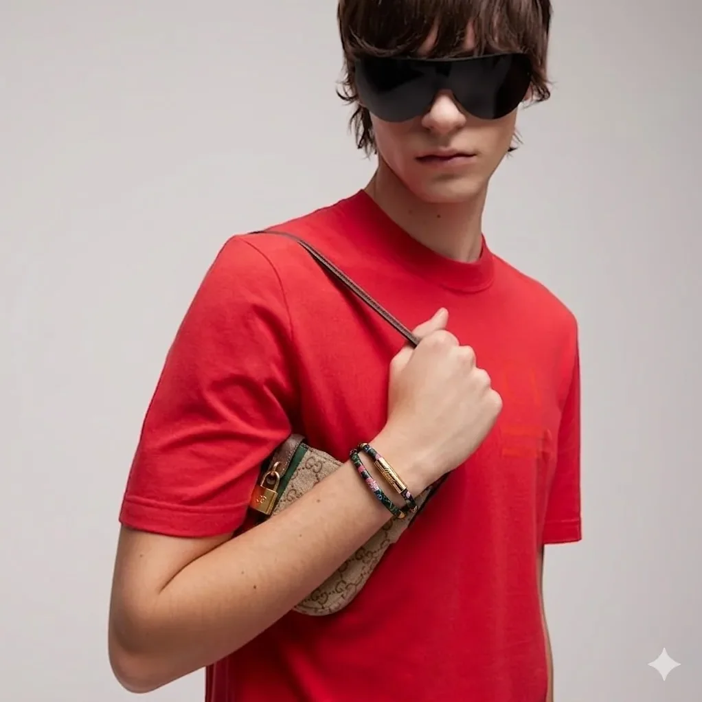 Gucci Leather Double Bracelet With Gucci Script Black Tubular