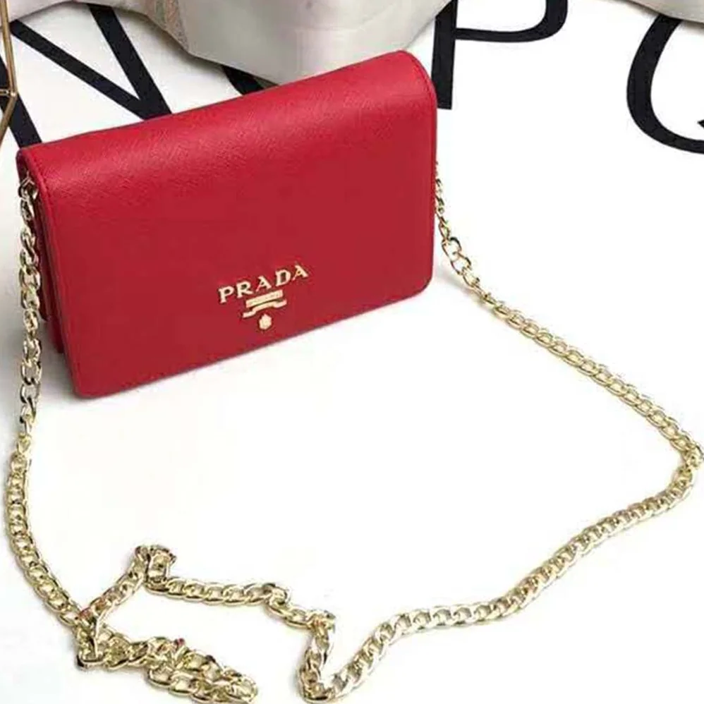 Prada Saffiano Leather Shoulder Bag for Women in Red