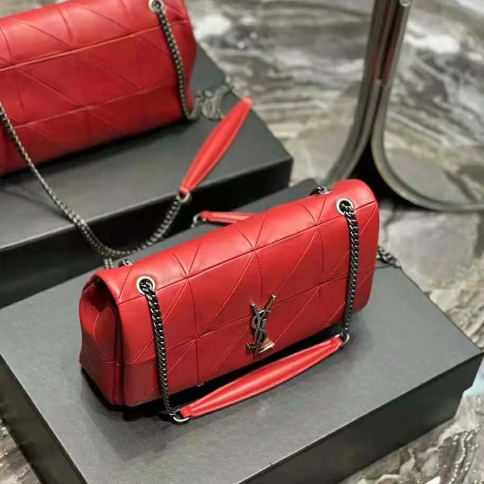 Saint Laurent YSL Jamie Medium Carre Reive Gauche in Lambskin for Women in Red