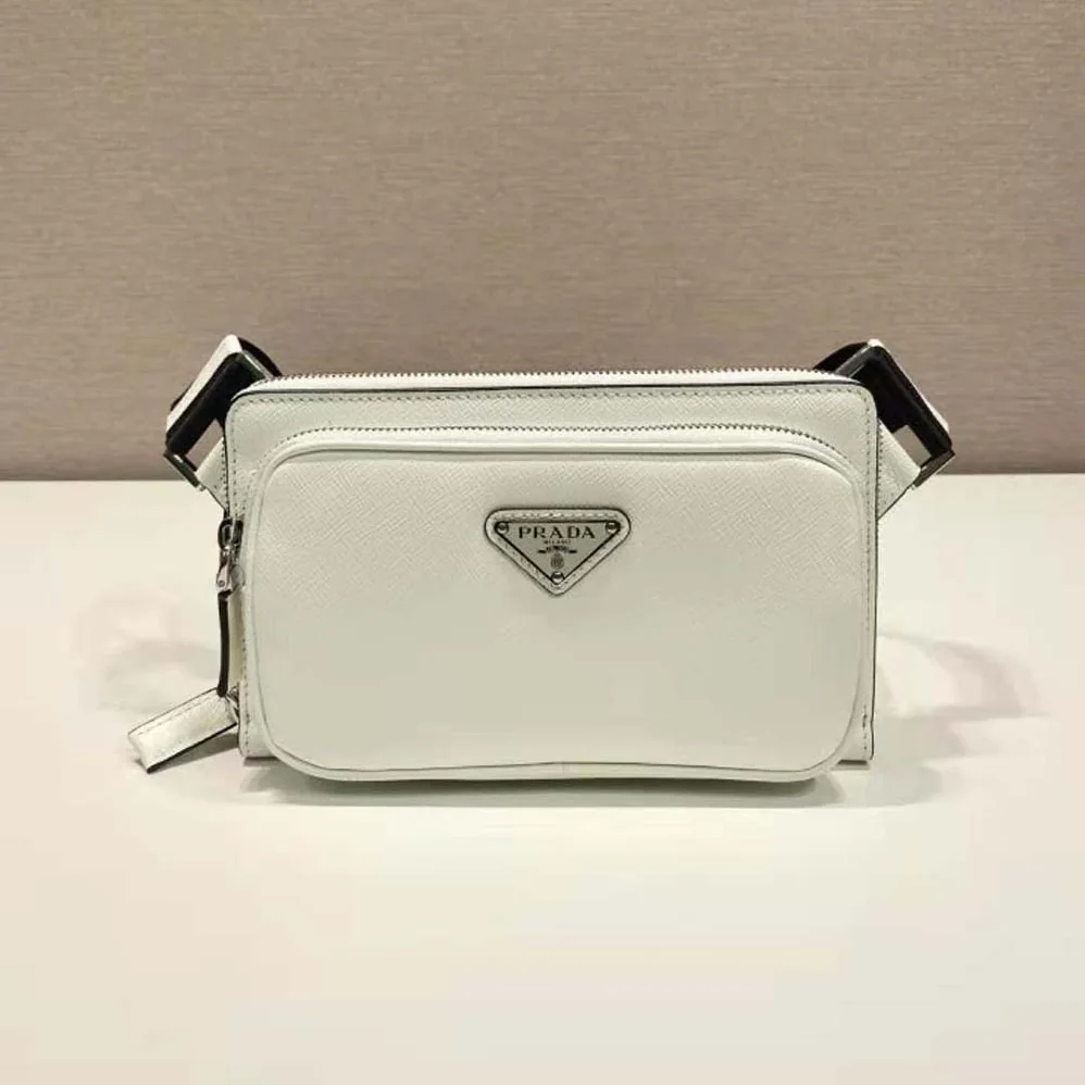 Prada Saffiano Leather Belt Bag for Men in White