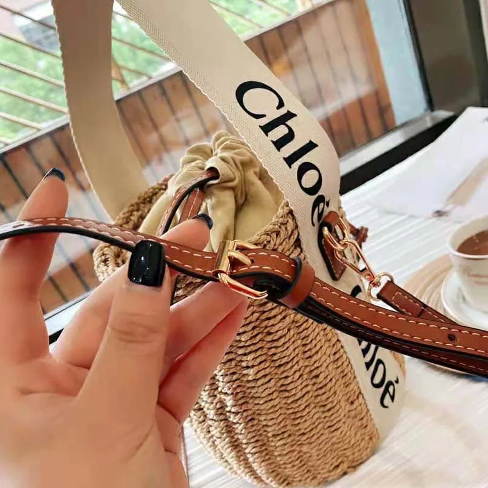 Chloe Small Woody Basket in Fair-trade Paper with the Woody Ribbon for Women Chloe Small Woody Basket in Fair-trade Paper with the Woody Ribbon for Women