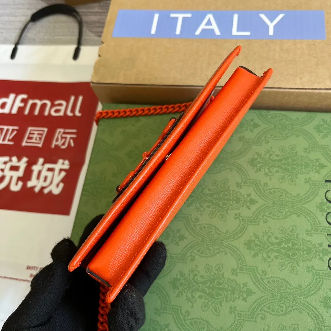 GG Horsebit 1955 Wallet With Chain Orange/Green 1AAJ8 7519 /