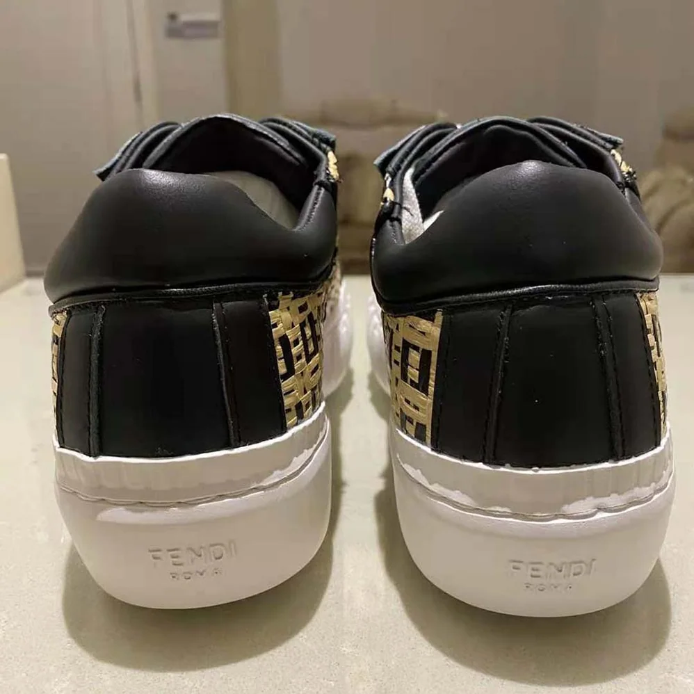Fendi Sneakers Natural Raffia Low-Tops for Women in Beige