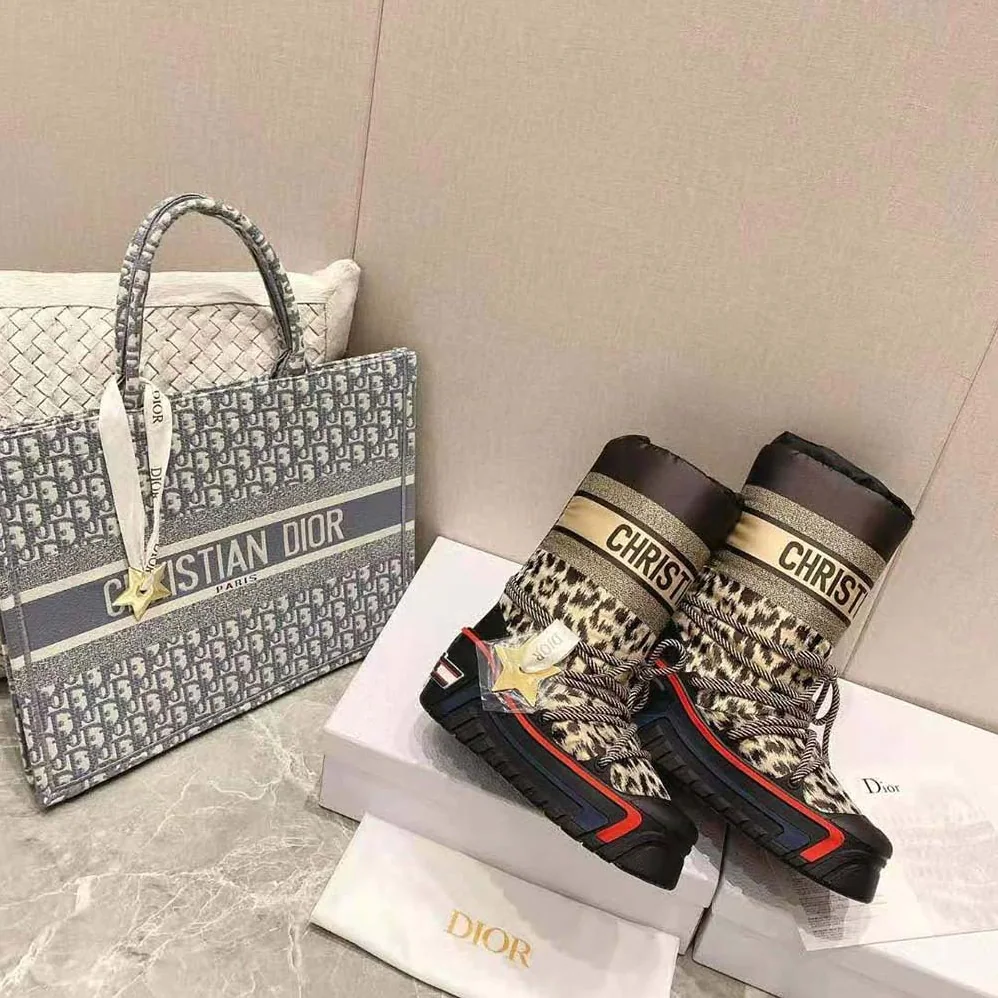 Dior Dioralps Snow Boot Beige Multicolor Mizza Shiny Nylon for Women Dior Dioralps Snow Boot Beige Multicolor Mizza Shiny Nylon for Women