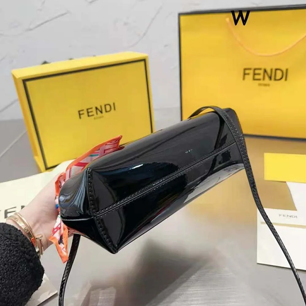 Fendi First Midi Black Patent Leather Bag for Women