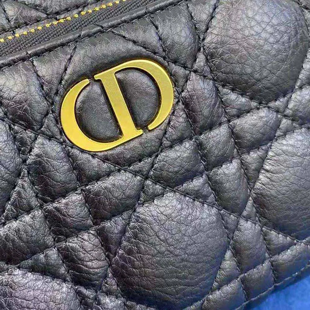 Dior Caro Double Pouch Black Supple Cannage Calfskin for Women Dior Caro Double Pouch Black Supple Cannage Calfskin for Women