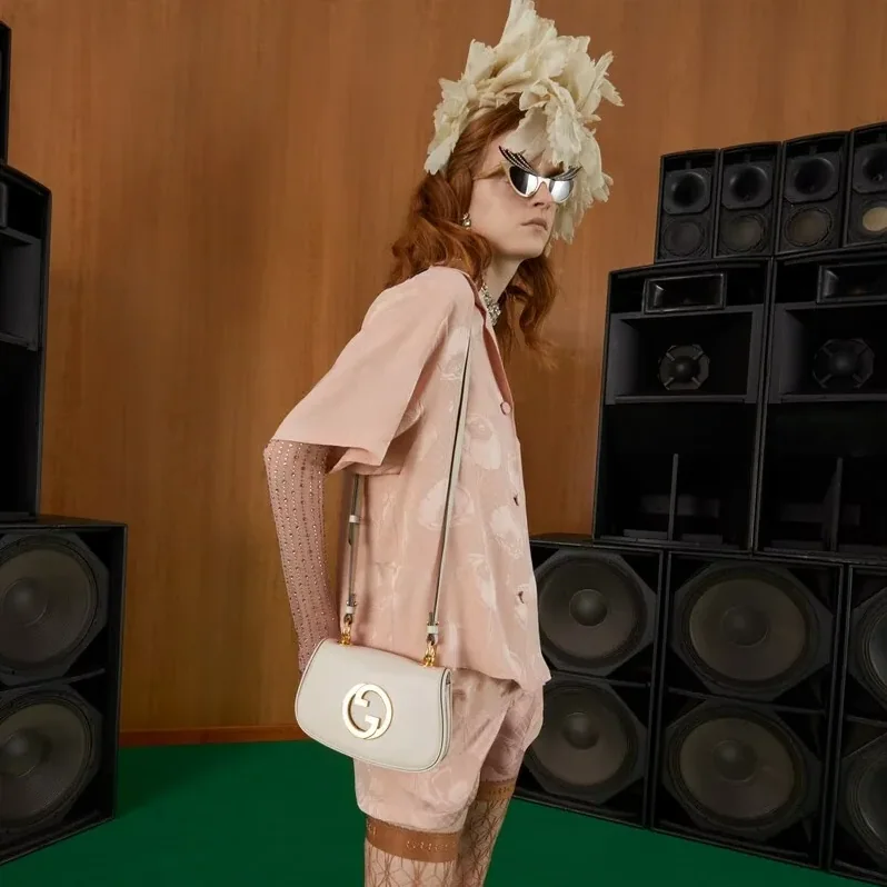 Gucci Blondie Small Shoulder Bag in White Gold Hardware