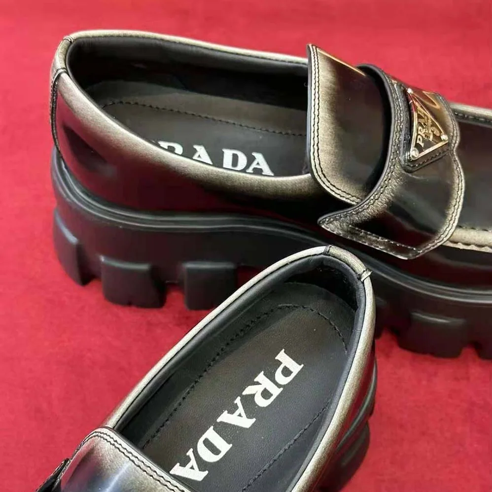 Prada Monolith Nuanced Brushed Leather Loafers for Men Prada Monolith Nuanced Brushed Leather Loafers for Men