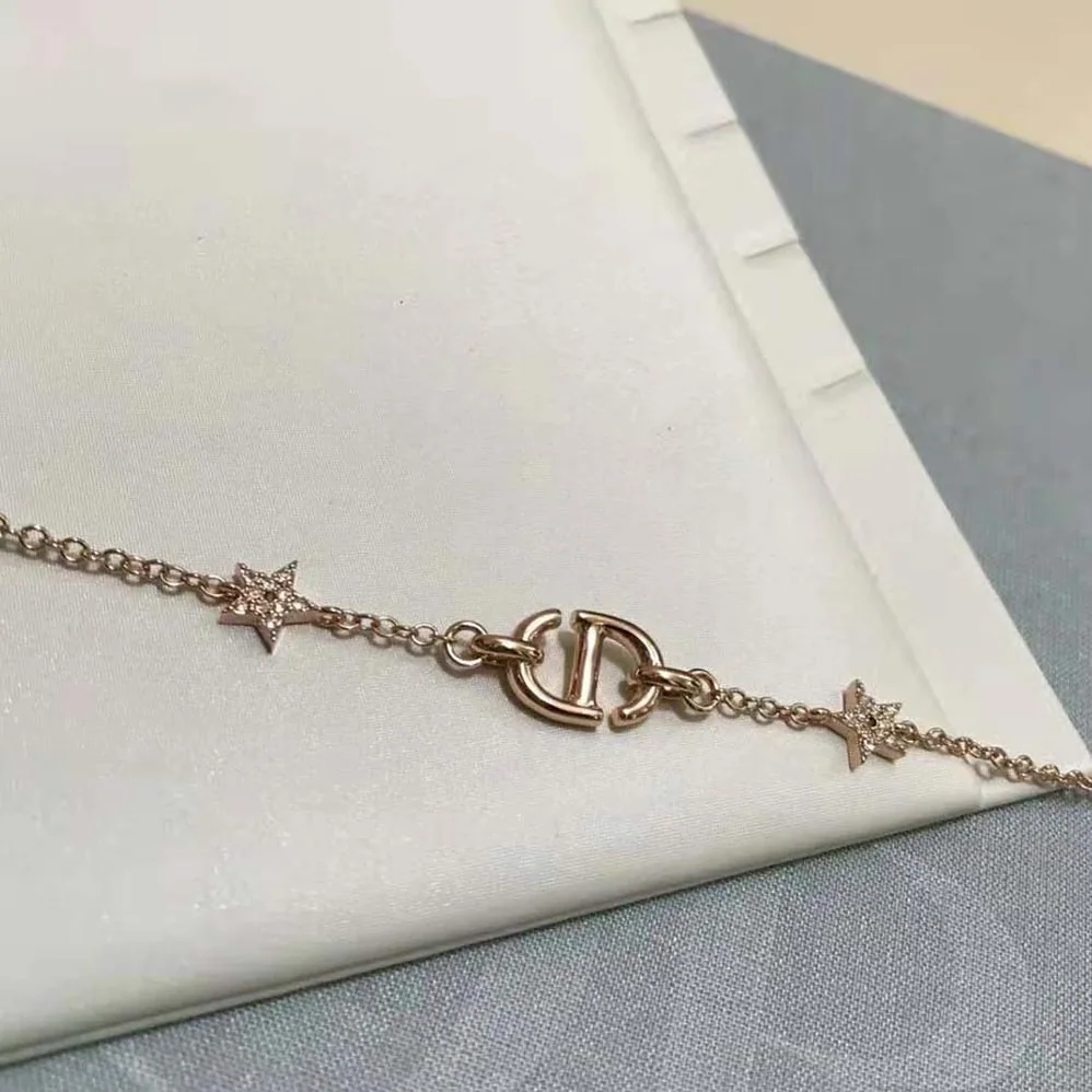 Dior CD Navy Bracelet Rose Gold-Finish Metal and White Crystals for Women