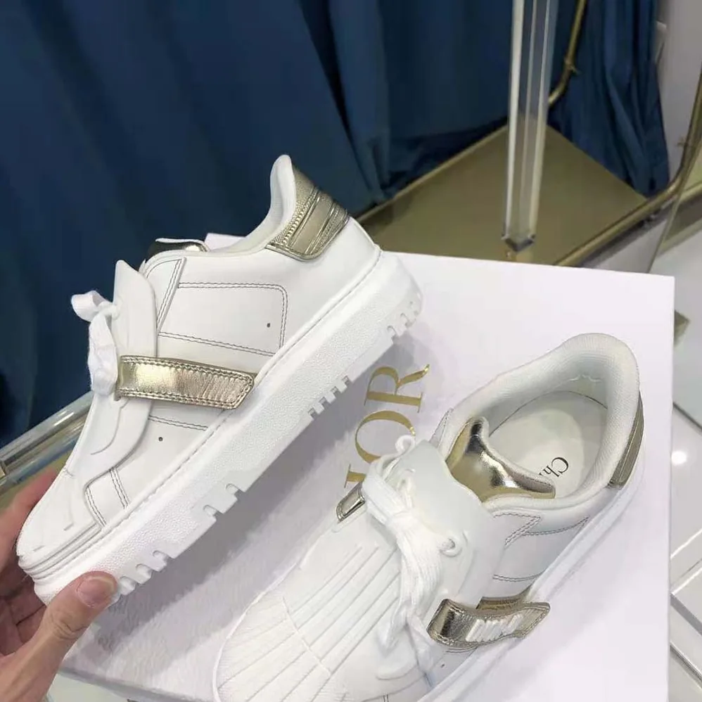 Dior Dior-id Sneaker White Calfskin and Gold for Women in Tone Laminate
