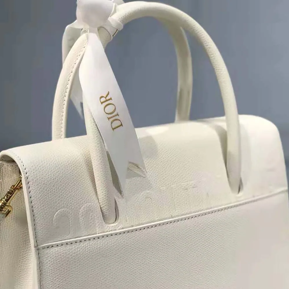 Dior Medium ST Honore Tote Latte Grained Calfskin for Women in White Dior Medium ST Honore Tote Latte Grained Calfskin for Women in White