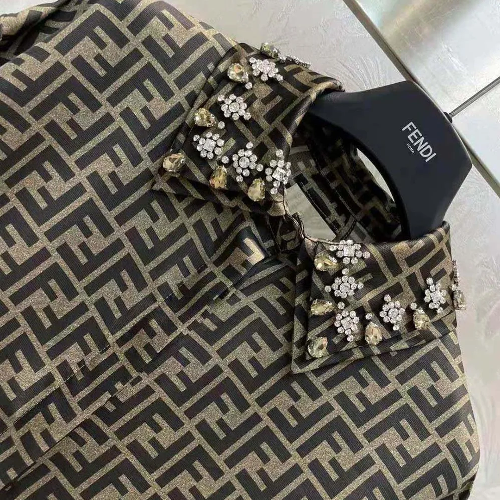 Fendi Dress Brown FF Twill Shirt for Women Fendi Dress Brown FF Twill Shirt for Women