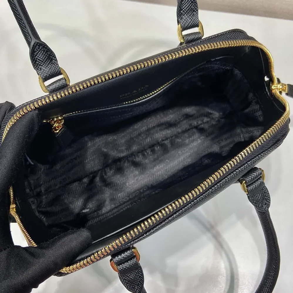 Prada Medium Saffiano Leather Bag for Women in Black Prada Medium Saffiano Leather Bag for Women in Black