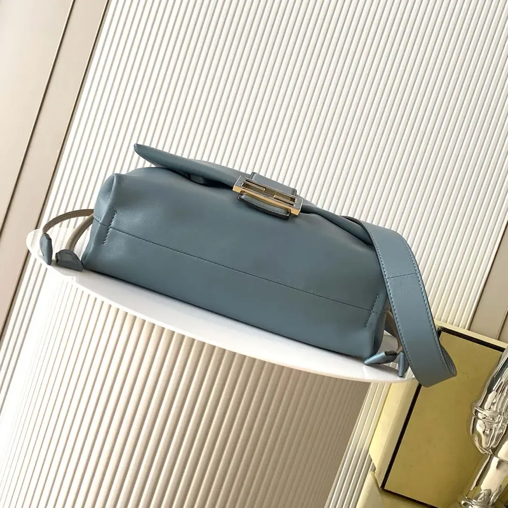 Fendi Mamma Baguette Medium Mercury Blue Nappa Leather Bag for Women Fendi Mamma Baguette Medium Mercury Blue Nappa Leather Bag for Women