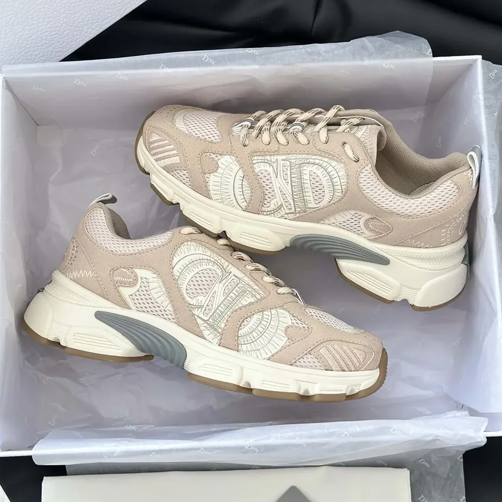 Dior Chrono Sneaker Beige Mesh and Suede Calfskin for Unisex Dior Chrono Sneaker Beige Mesh and Suede Calfskin for Unisex