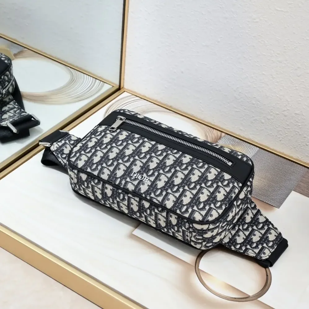 Dior Safari Belt Bag Beige and Black Dior Oblique Jacquard for Men