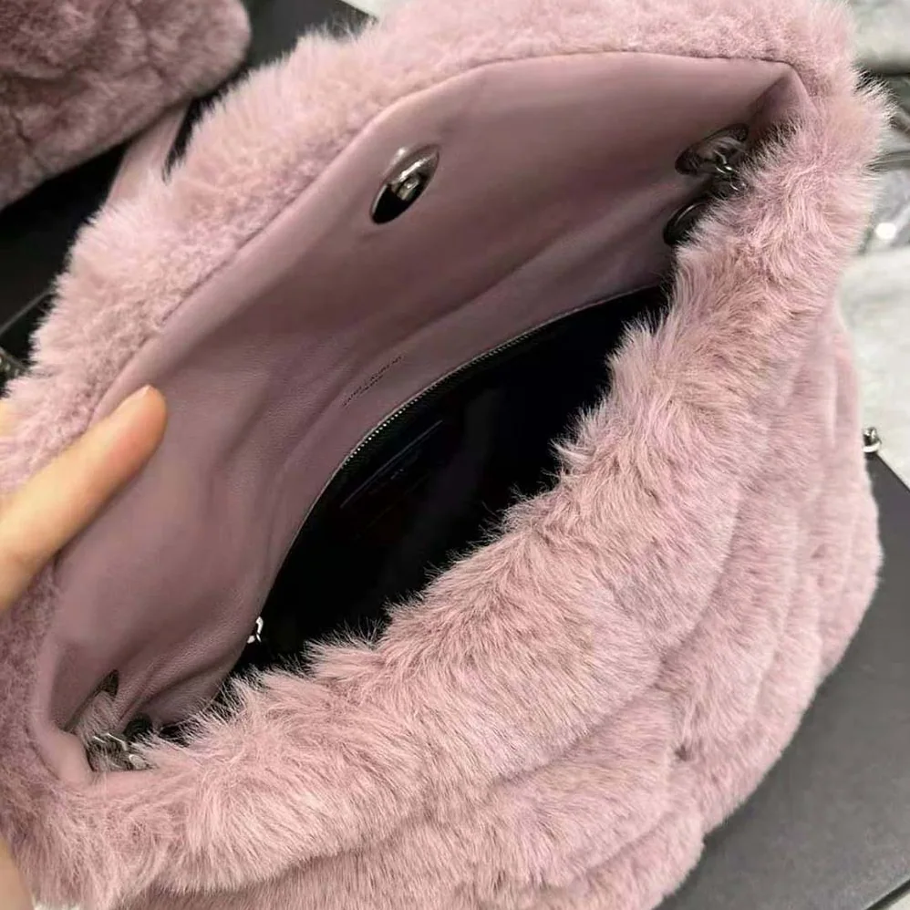 Saint Laurent YSL Puffer Small Bag in Merino Shearling and Lambskin for Women Saint Laurent YSL Puffer Small Bag in Merino Shearling and Lambskin for Women