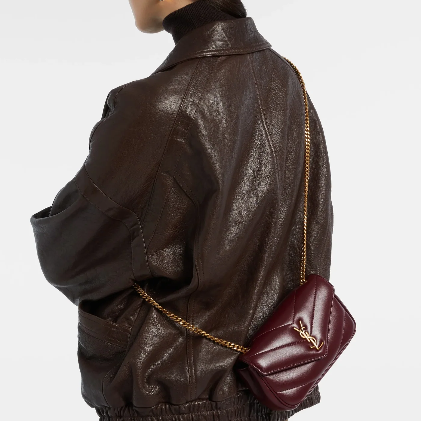 Saint Laurent Loulou Mini Shoulder Bag in Rouge Cabernet Gold Hardware