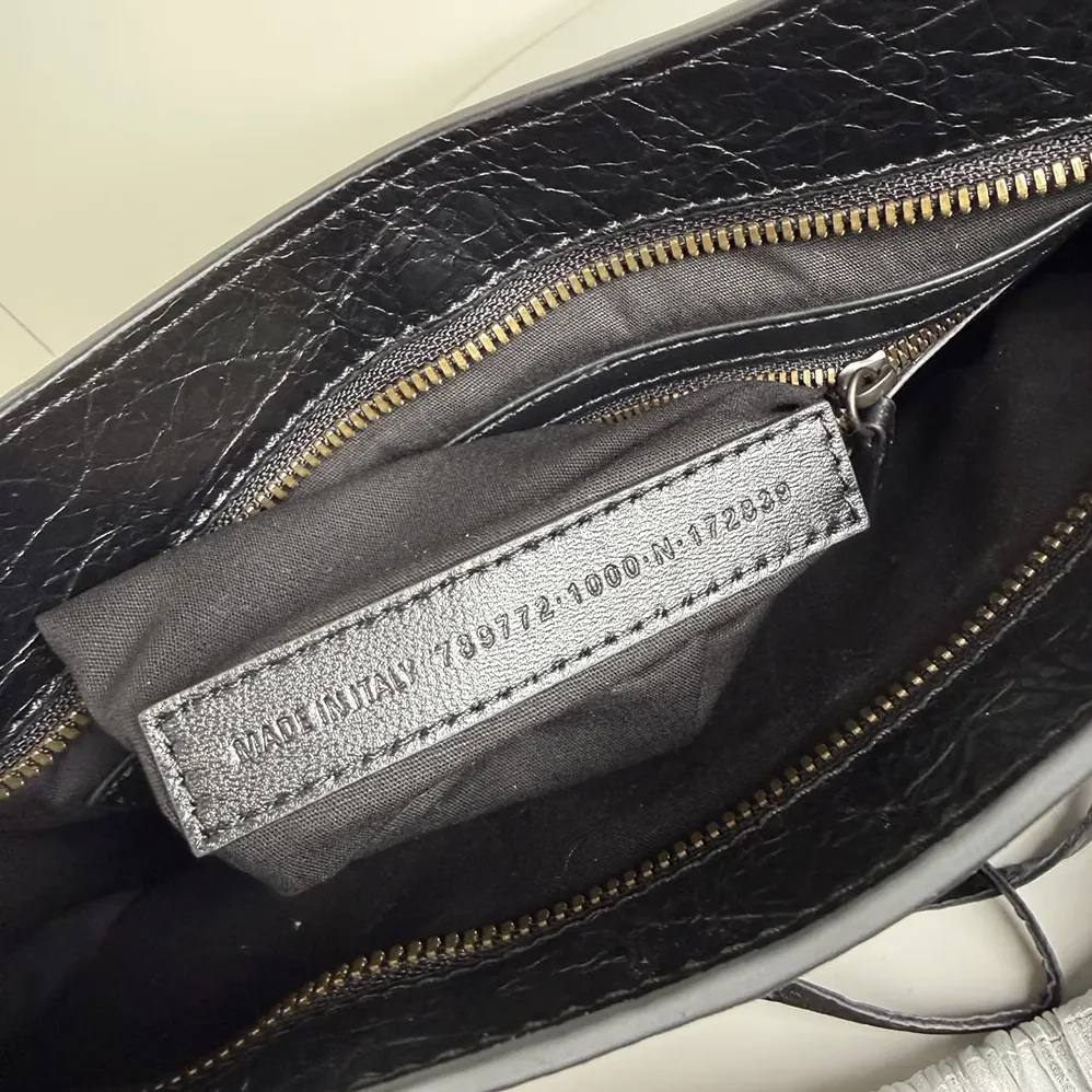 Balenciaga Le City Bag Small in Black Arena Lambskin Brass Hardware for Women