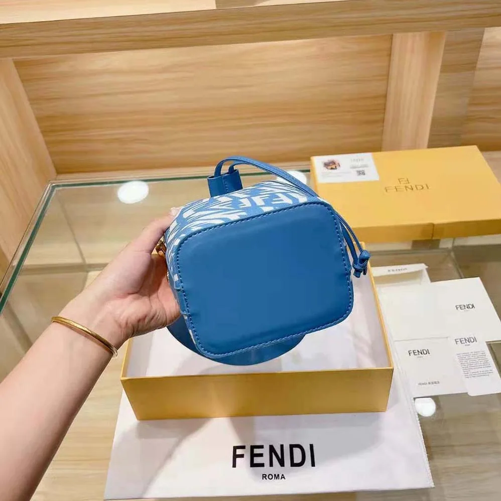 Fendi Mon Tresor Glazed Canvas Mini-Bag for Women in Blue Fendi Mon Tresor Glazed Canvas Mini-Bag for Women in Blue