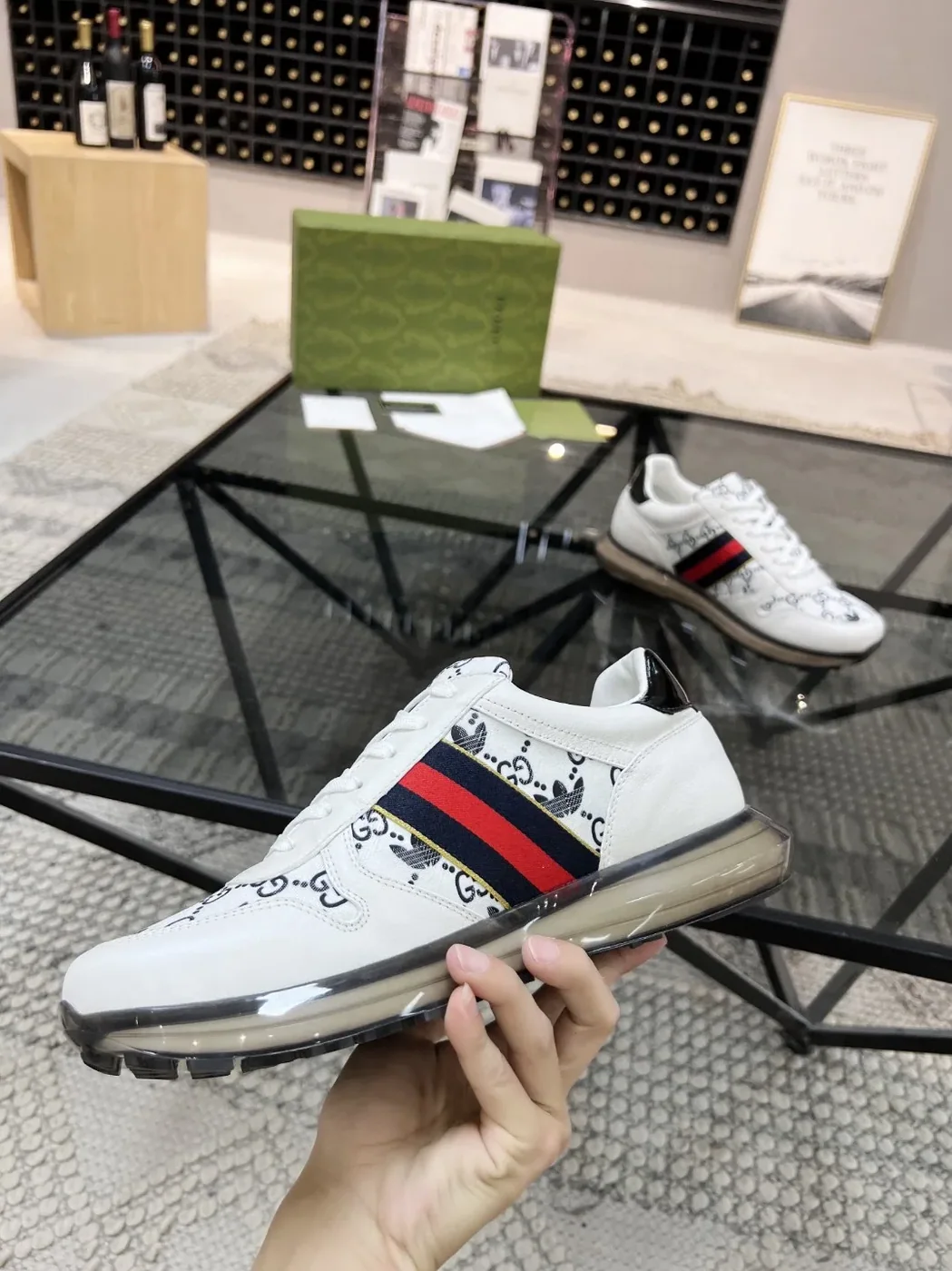Gucci x Adidas GG Sneakers With Web White for Men Gucci x Adidas GG Sneakers With Web White for Men