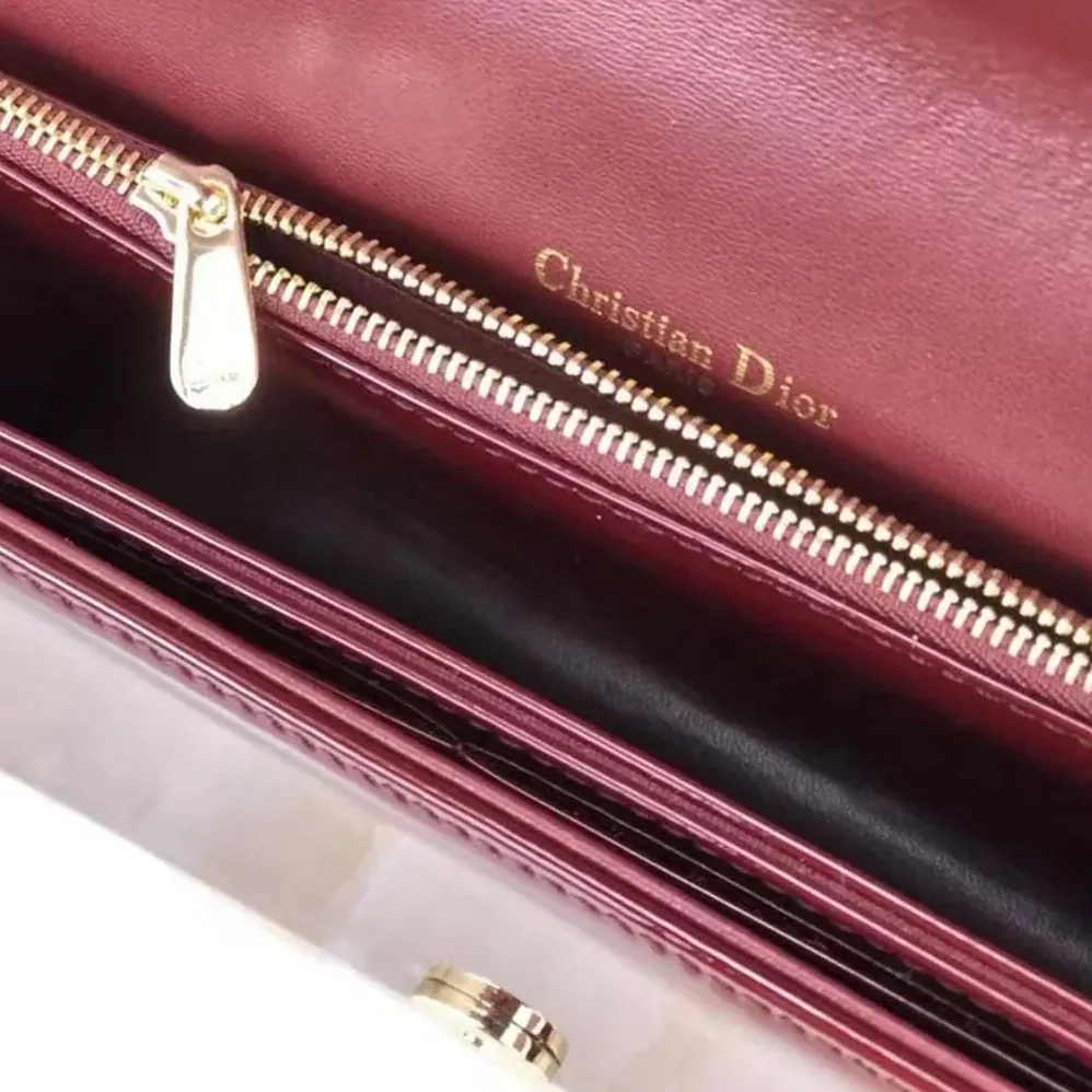 Dior Lady Dior Pouch Patent Cannage Calfskin in Maroon Dior Lady Dior Pouch Patent Cannage Calfskin in Maroon
