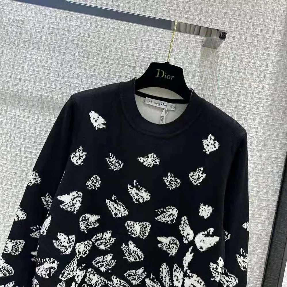 Dior Dioralps Reversible Sweater Black and White Technical Cashmere Knit for Men