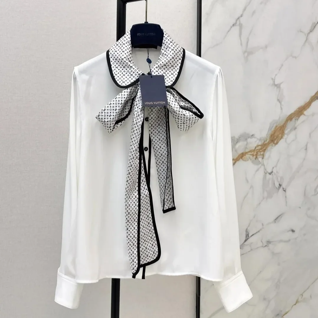 Louis Vuitton Monogram Bow Blouse White Louis Vuitton Monogram Bow Blouse White