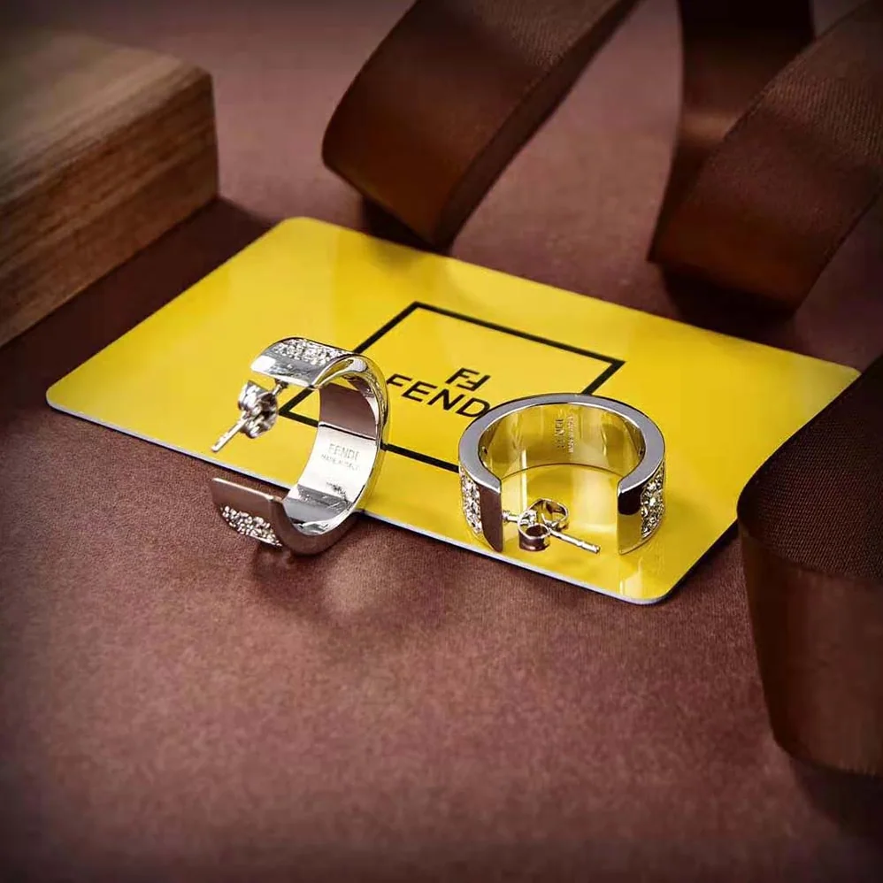 Fendi Small Hoop Earrings with F is Fendi Motif Silver for Women in coloured
