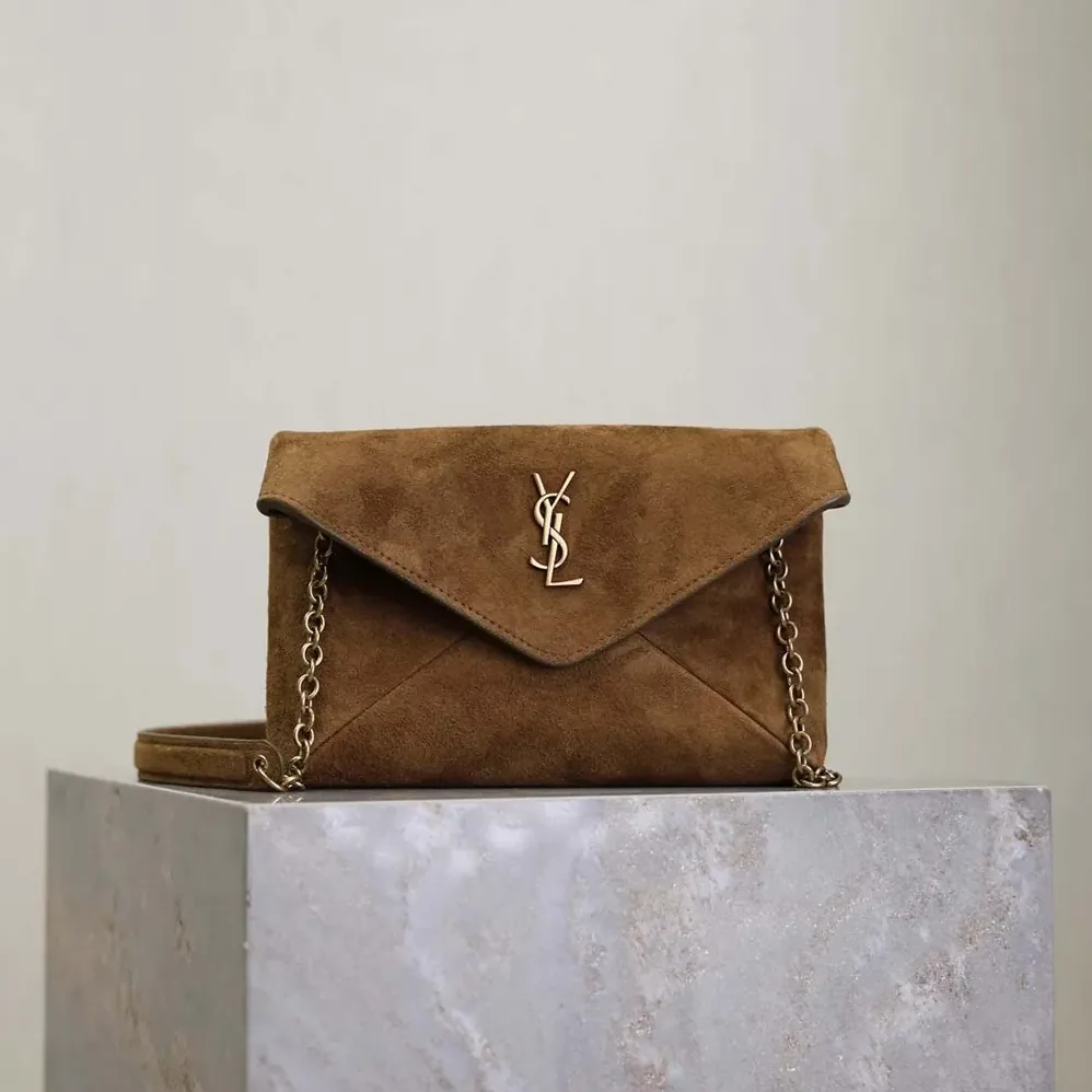 Saint Laurent YSL Cassandre Small Chain Pouch In Suede 19cm for Women Saint Laurent YSL Cassandre Small Chain Pouch In Suede 19cm for Women