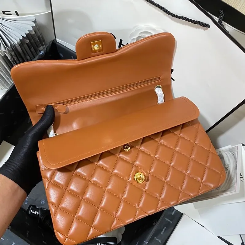 Chanel Classic Double Flap Bag Large Crossbody in Brown Gold Hardware Chanel Classic Double Flap Bag Large Crossbody in Brown Gold Hardware