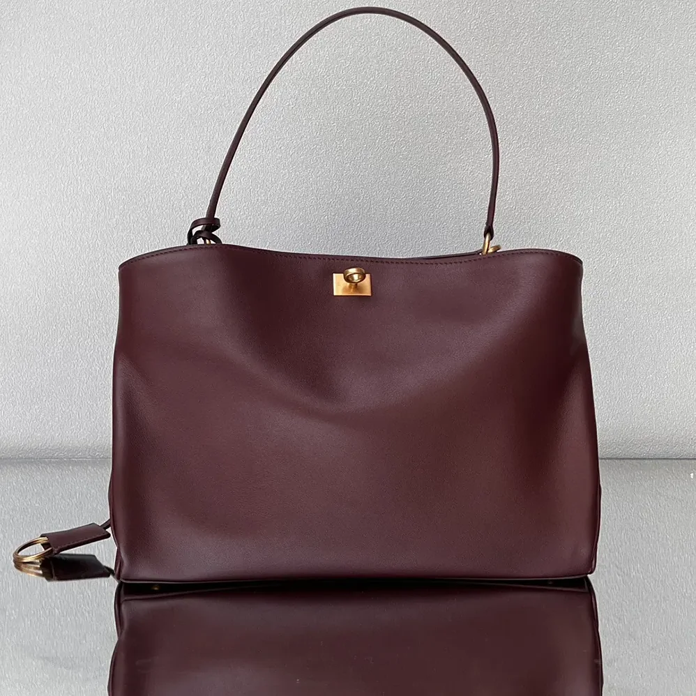 Balenciaga Rodeo Medium Handbag in Dark Burgundy Smooth Calfskin for Women