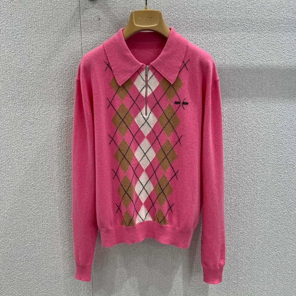 Miu Miu Cashmere Half for Women in Zipper Polo Shirt Miu Miu Cashmere Half for Women in Zipper Polo Shirt