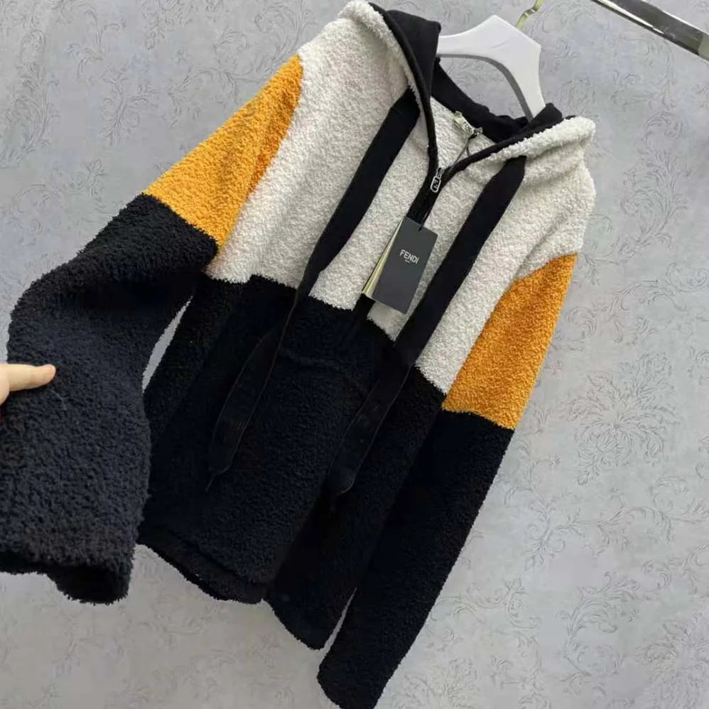 Fendi Multicolor Wool Sweatshirt with Drawstring Hood for Women