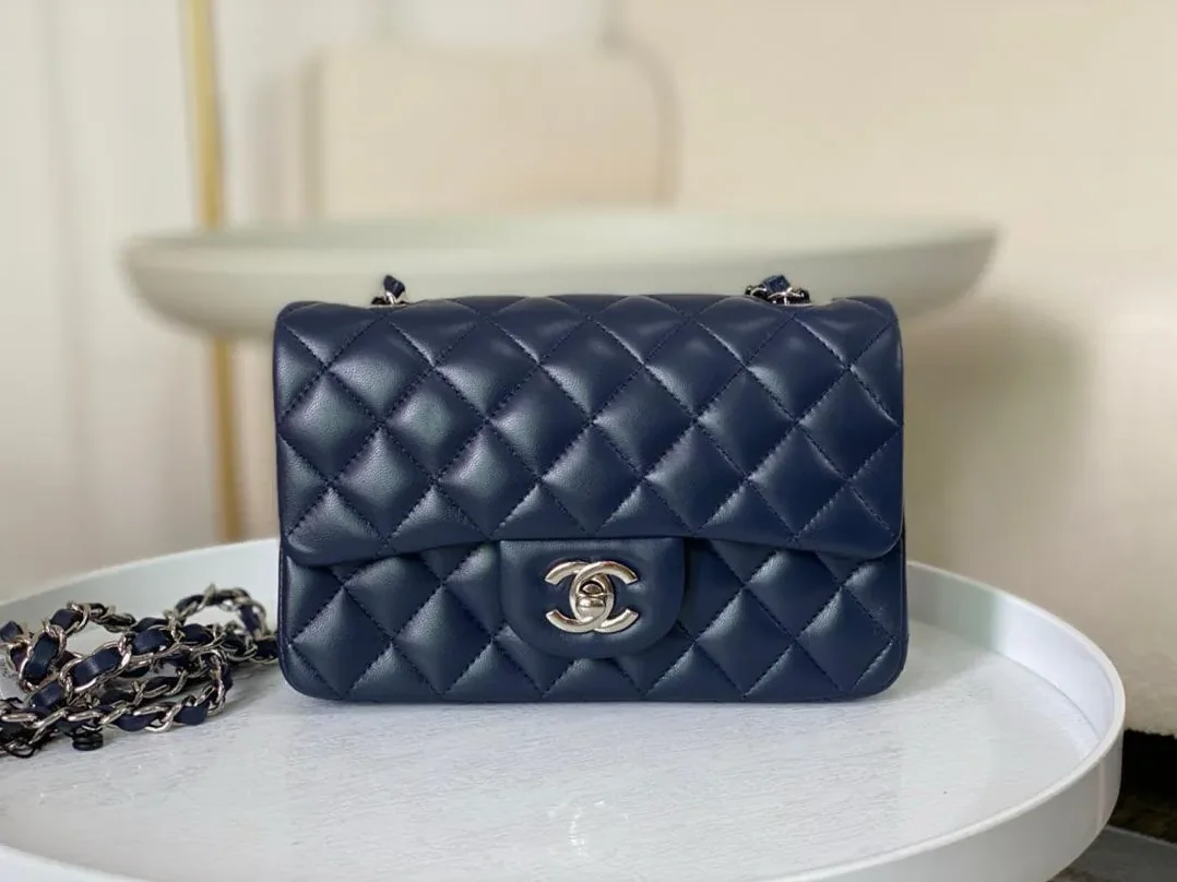 Chanel Classic Handbag Navy Blue