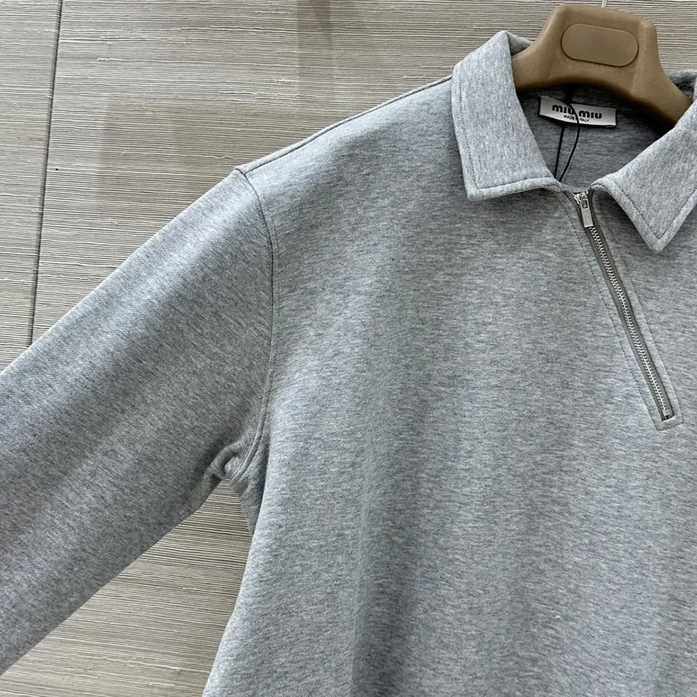 Miu Miu Zippered Cotton Fleece Jacket for Women Miu Miu Zippered Cotton Fleece Jacket for Women