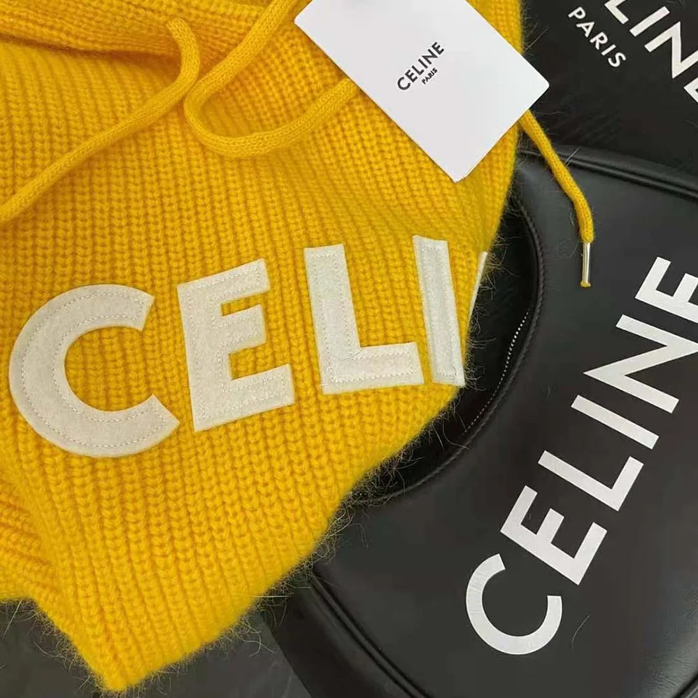 Celine Sweater with Hood in Ribbed Wool for Women in Yellow