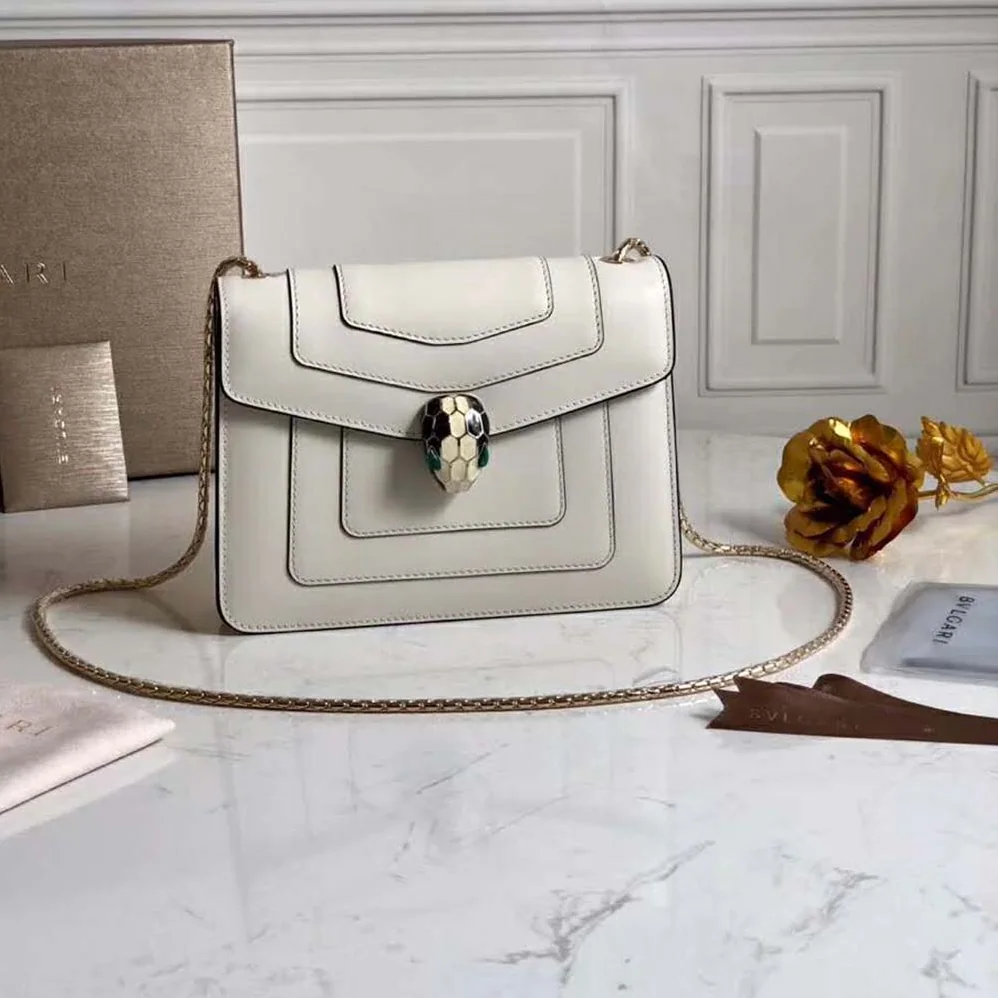 Bvlgari Flap Cover Bag Serpenti Forever in White Calf for Women Bvlgari Flap Cover Bag Serpenti Forever in White Calf for Women