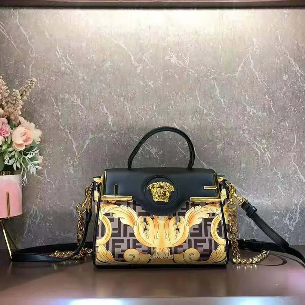 Fendi Fendace La Medusa Medium Handbag for Women in Black