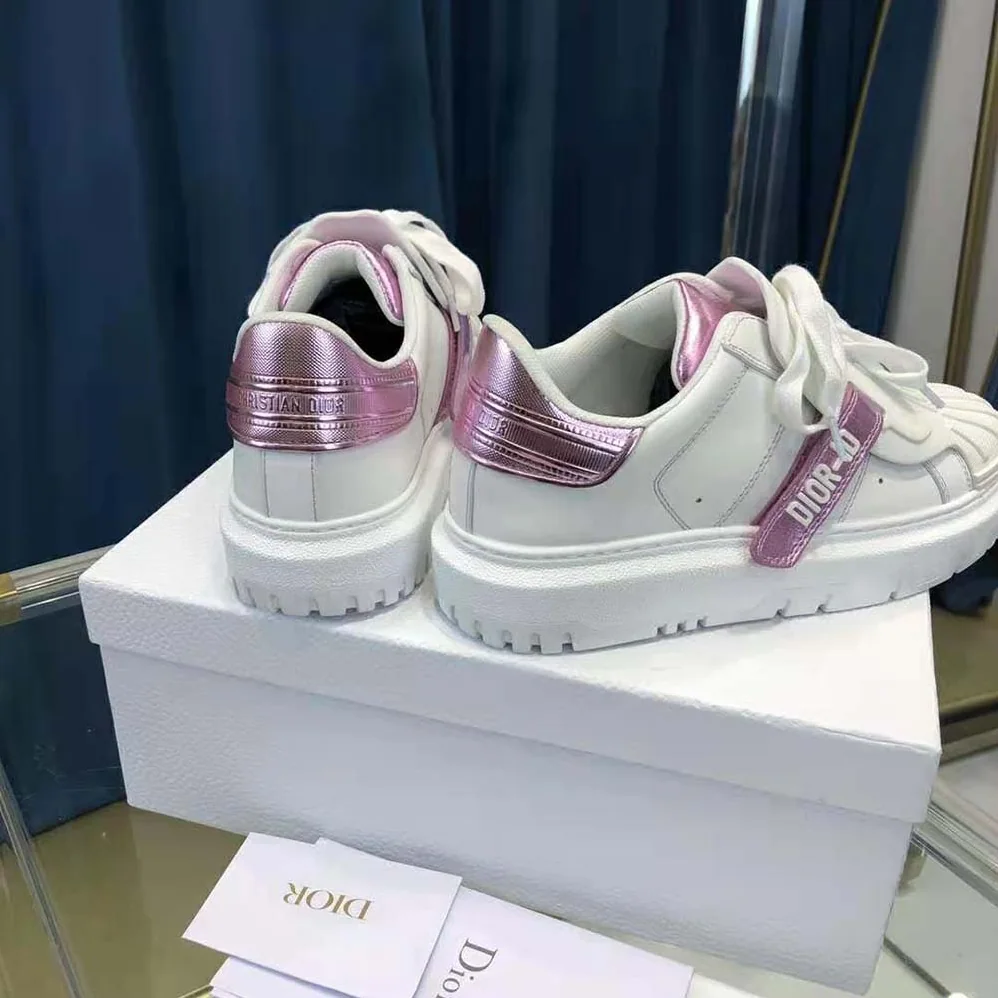 Dior Dior-id Sneaker White and Metallic Pink Calfskin for Women Dior Dior-id Sneaker White and Metallic Pink Calfskin for Women