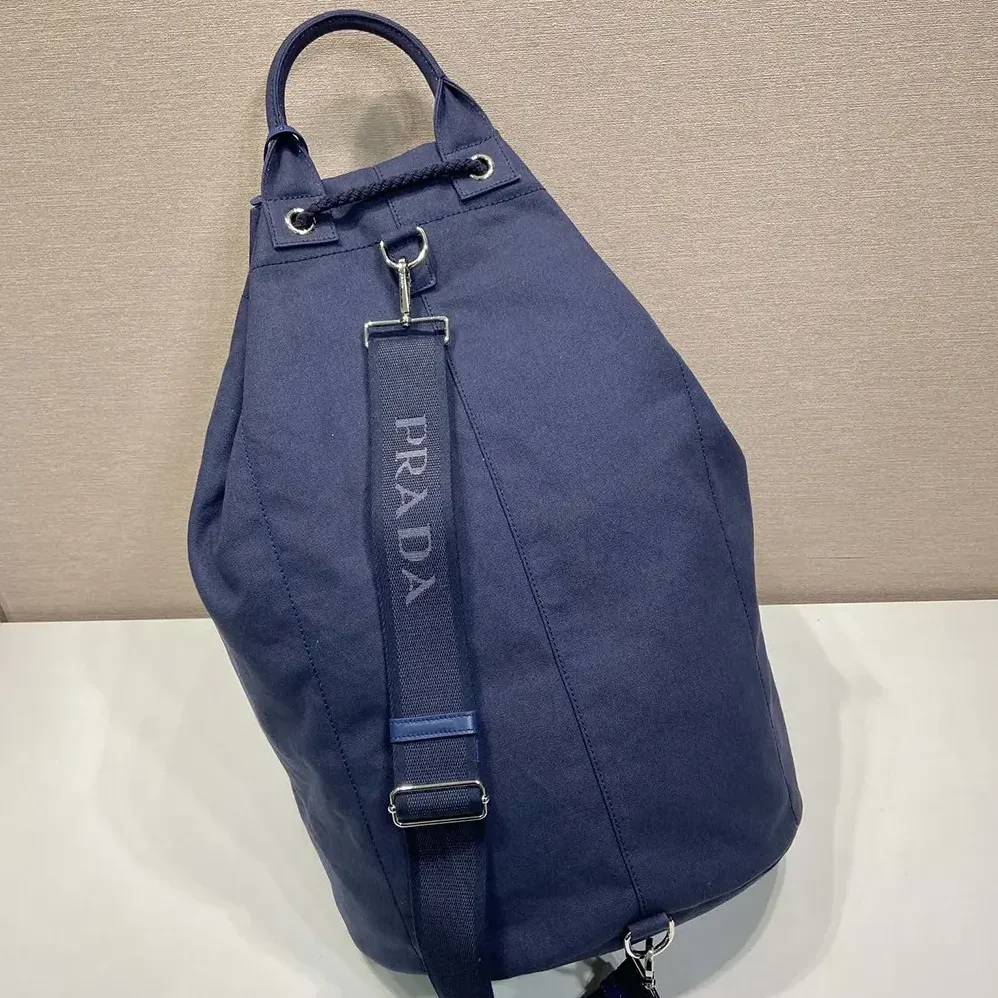 Prada Canvas Drawstring Duffle Bag for Unisex in Navy