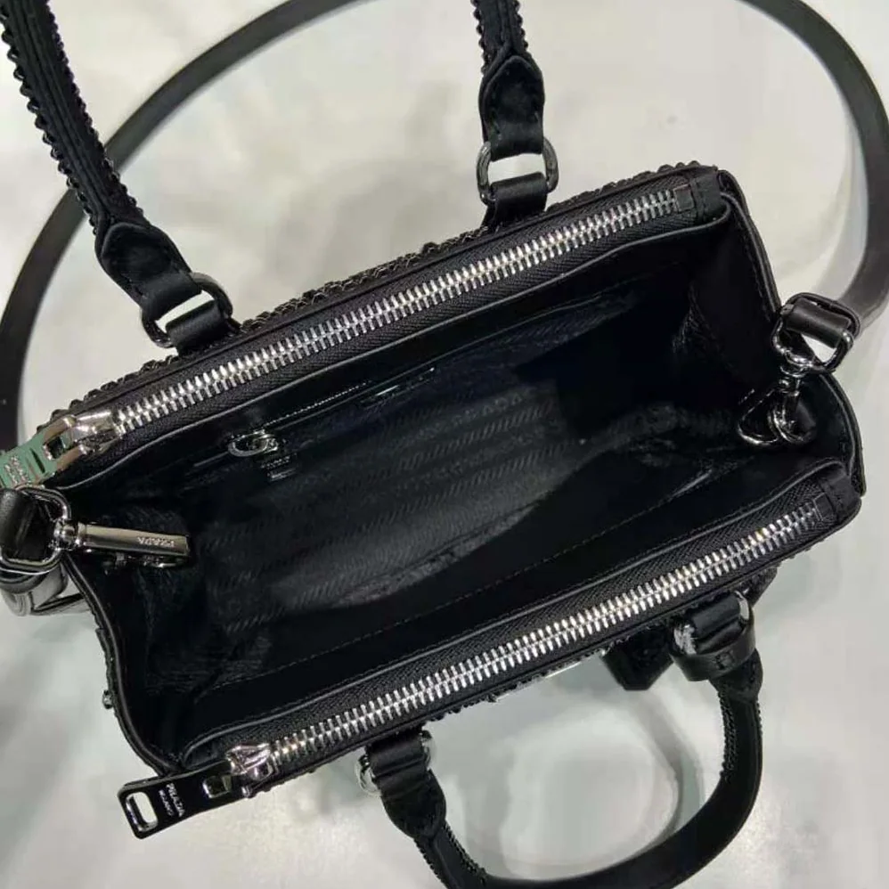 Prada Galleria Satin Mini-bag with Crystals for Women in Black